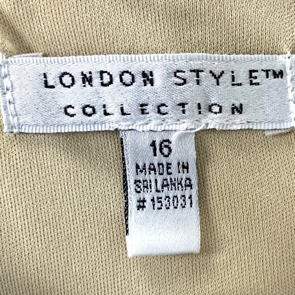 London Style Collection Layered Pleated Cocktail Dress Mother of Bride 16 Beige - Picture 6 of 7